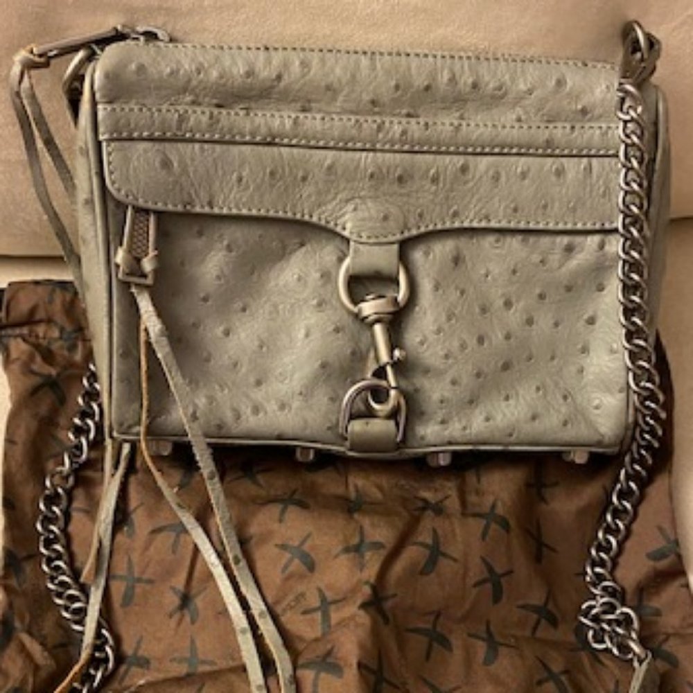 Rebecca Mini Mac Crossbody/Clutch - Grey Ostrich